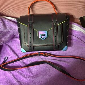 Michael Kors Manhattan Satchel Medium Leather Contrast trim Satchel Black